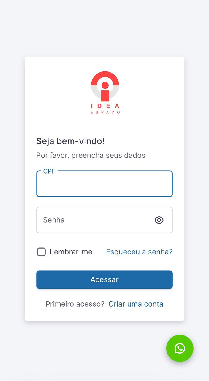 Plataforma Espaço IDEA - tela de login
